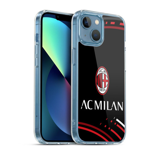 AC Milan Crest Patterns Curved Soft Gel Case for Apple iPhone 13 Mini & MagSafe
