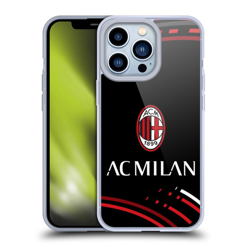 AC Milan Crest Patterns Curved Soft Gel Case for Apple iPhone 13 Pro & MagSafe