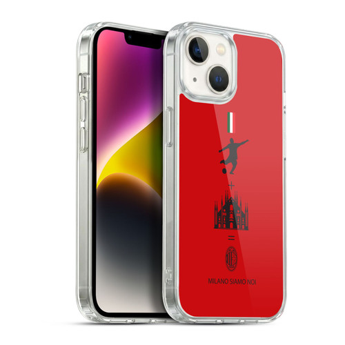 AC Milan Crest Patterns Red Soft Gel Case for Apple iPhone 14