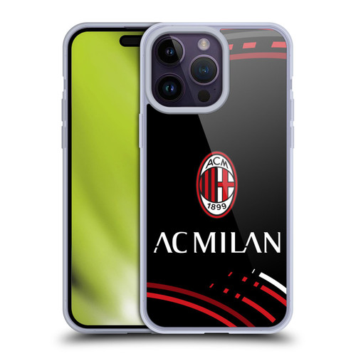 AC Milan Crest Patterns Curved Soft Gel Case for Apple iPhone 14 Pro Max & MagSafe