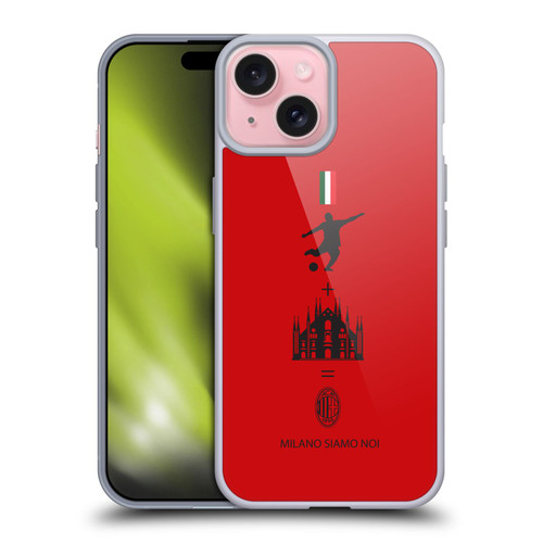 AC Milan Crest Patterns Red Soft Gel Case for Apple iPhone 15 & MagSafe