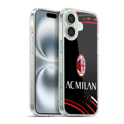 AC Milan Crest Patterns Curved Soft Gel Case for Apple iPhone 16 Plus & MagSafe