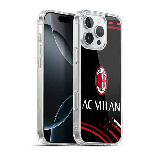 AC Milan Crest Patterns Curved Soft Gel Case for Apple iPhone 16 Pro Max & MagSafe