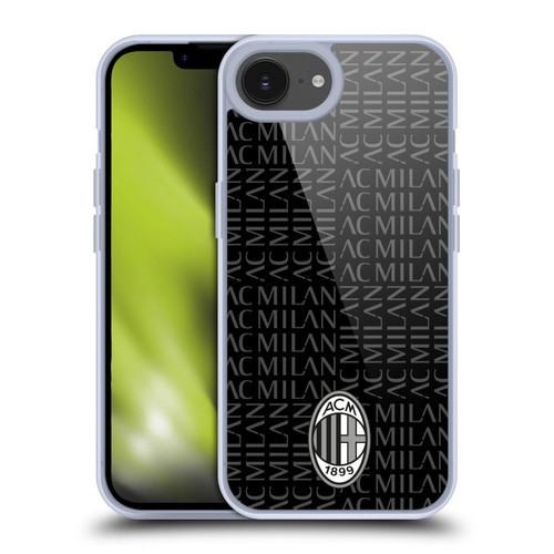 AC Milan Crest Patterns Black And Grey Soft Gel Case for Apple iPhone 16e & MagSafe