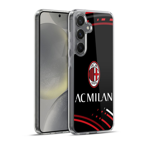 AC Milan Crest Patterns Curved Soft Gel Case for Samsung Galaxy S24+ 5G & MagSafe