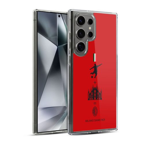 AC Milan Crest Patterns Red Soft Gel Case for Samsung Galaxy S24 Ultra 5G & MagSafe
