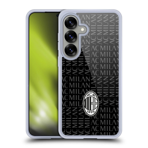 AC Milan Crest Patterns Black And Grey Soft Gel Case for Samsung Galaxy S25 & MagSafe