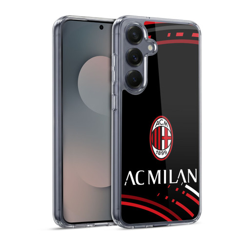 AC Milan Crest Patterns Curved Soft Gel Case for Samsung Galaxy S25 & MagSafe