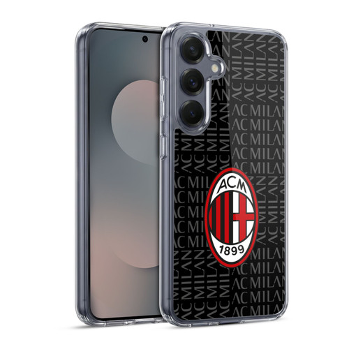 AC Milan Crest Patterns Red And Grey Soft Gel Case for Samsung Galaxy S25 & MagSafe