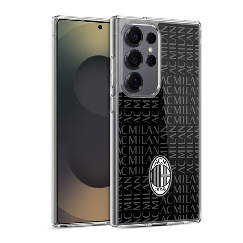 AC Milan Crest Patterns Black And Grey Soft Gel Case for Samsung Galaxy S25 Ultra & MagSafe