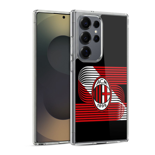 AC Milan Crest Patterns Diagonal Soft Gel Case for Samsung Galaxy S25 Ultra & MagSafe