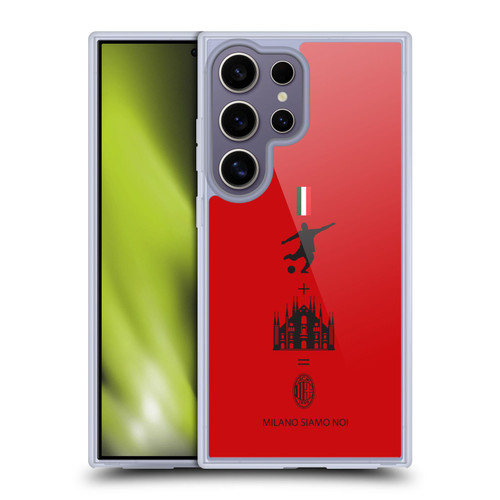 AC Milan Crest Patterns Red Soft Gel Case for Samsung Galaxy S25 Ultra & MagSafe
