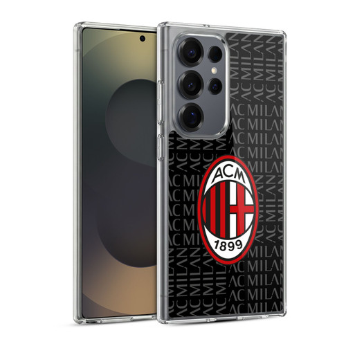 AC Milan Crest Patterns Red And Grey Soft Gel Case for Samsung Galaxy S25 Ultra & MagSafe