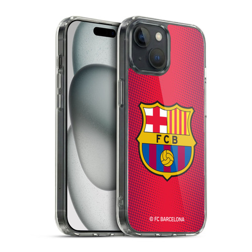 FC Barcelona Crest Halftone Soft Gel Case for Apple iPhone 15 & MagSafe