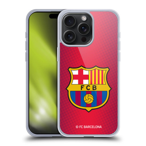 FC Barcelona Crest Halftone Soft Gel Case for Apple iPhone 15 Pro Max & MagSafe