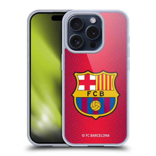 FC Barcelona Crest Halftone Soft Gel Case for Apple iPhone 15 Pro & MagSafe