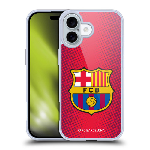 FC Barcelona Crest Halftone Soft Gel Case for Apple iPhone 16 & MagSafe