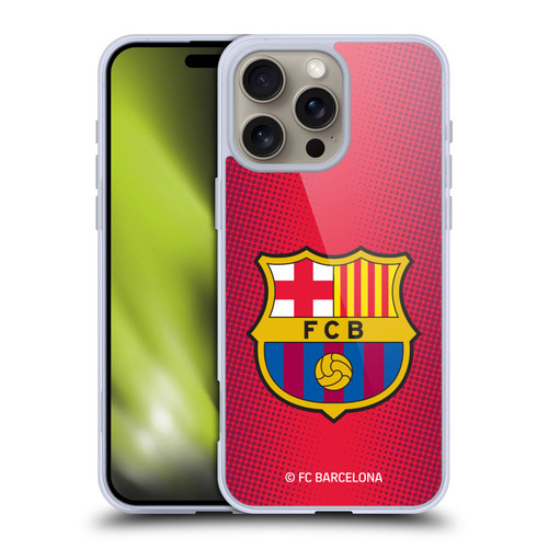 FC Barcelona Crest Halftone Soft Gel Case for Apple iPhone 16 Pro Max & MagSafe