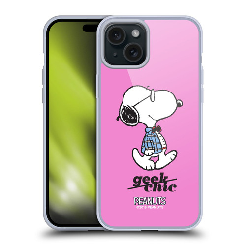 Peanuts The Many Faces Of Snoopy Joe Preppy Soft Gel Case for Apple iPhone 15 Plus & MagSafe