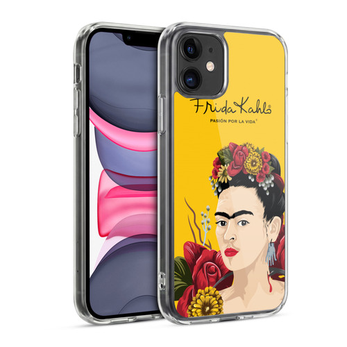 Frida Kahlo Red Florals Portrait Soft Gel Case for Apple iPhone 11