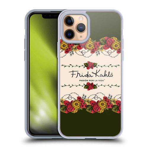 Frida Kahlo Red Florals Border Soft Gel Case for Apple iPhone 11 Pro & MagSafe