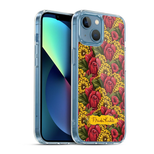 Frida Kahlo Red Florals Pattern Soft Gel Case for Apple iPhone 13 Mini & MagSafe