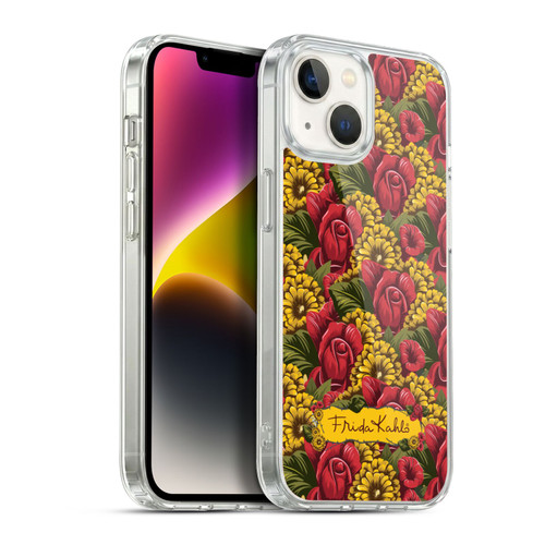 Frida Kahlo Red Florals Pattern Soft Gel Case for Apple iPhone 14