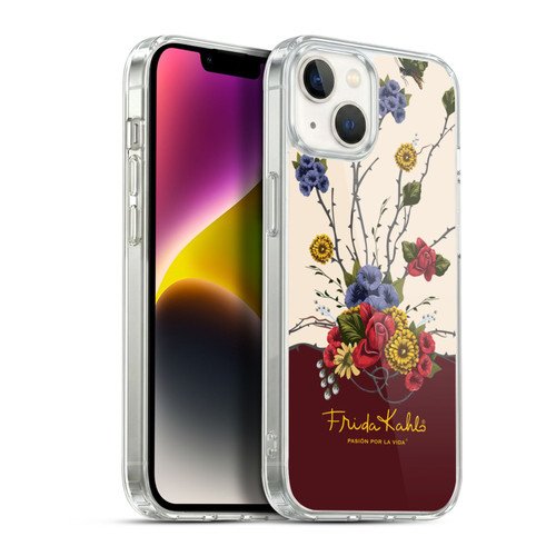 Frida Kahlo Red Florals Shrub Soft Gel Case for Apple iPhone 14 Plus & MagSafe