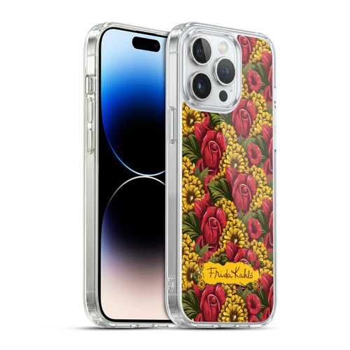 Frida Kahlo Red Florals Pattern Soft Gel Case for Apple iPhone 14 Pro Max & MagSafe