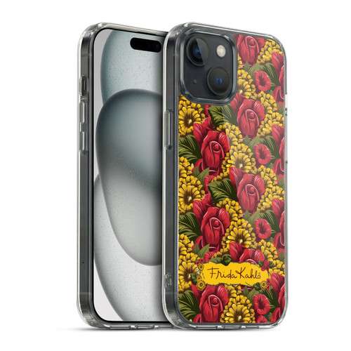 Frida Kahlo Red Florals Pattern Soft Gel Case for Apple iPhone 15 & MagSafe