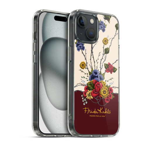 Frida Kahlo Red Florals Shrub Soft Gel Case for Apple iPhone 15 & MagSafe