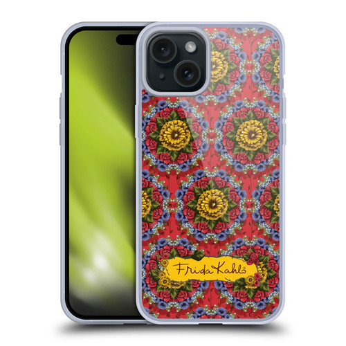 Frida Kahlo Red Florals Mandala Soft Gel Case for Apple iPhone 15 Plus & MagSafe