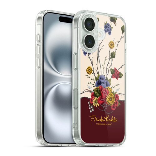 Frida Kahlo Red Florals Shrub Soft Gel Case for Apple iPhone 16 & MagSafe