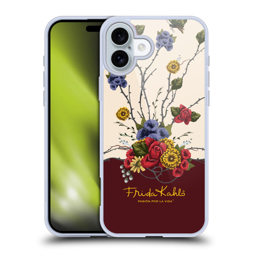 Frida Kahlo Red Florals Shrub Soft Gel Case for Apple iPhone 16 Plus & MagSafe