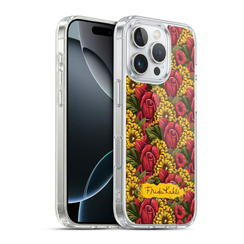 Frida Kahlo Red Florals Pattern Soft Gel Case for Apple iPhone 16 Pro & MagSafe