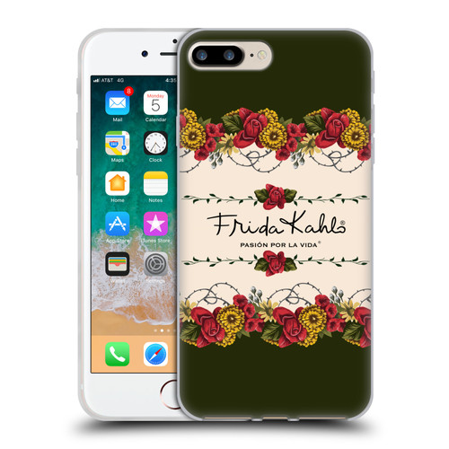 Frida Kahlo Red Florals Border Soft Gel Case for Apple iPhone 7 Plus / iPhone 8 Plus & MagSafe