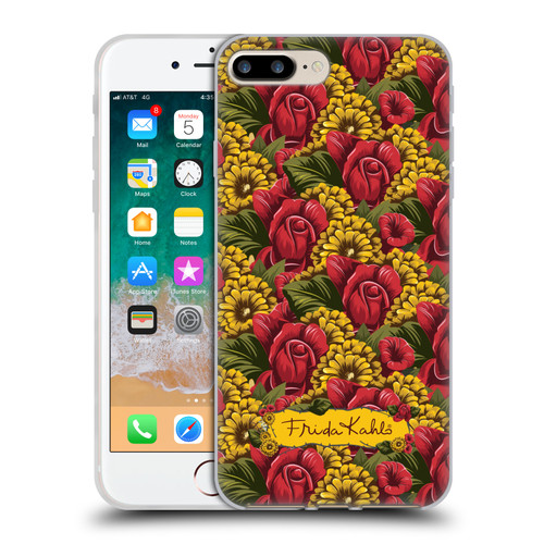 Frida Kahlo Red Florals Pattern Soft Gel Case for Apple iPhone 7 Plus / iPhone 8 Plus & MagSafe