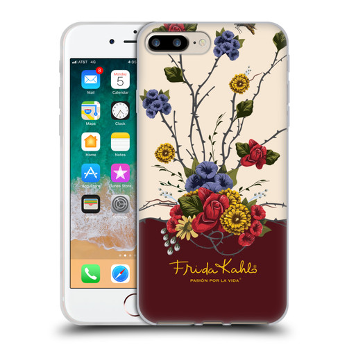 Frida Kahlo Red Florals Shrub Soft Gel Case for Apple iPhone 7 Plus / iPhone 8 Plus & MagSafe
