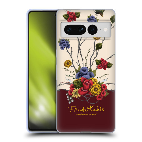 Frida Kahlo Red Florals Shrub Soft Gel Case for Google Pixel 7 Pro