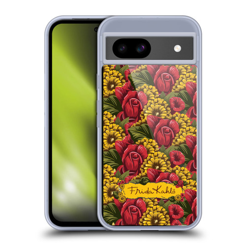 Frida Kahlo Red Florals Pattern Soft Gel Case for Google Pixel 8a