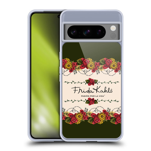 Frida Kahlo Red Florals Border Soft Gel Case for Google Pixel 8 Pro