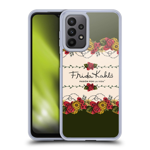 Frida Kahlo Red Florals Border Soft Gel Case for Samsung Galaxy A23 / 5G (2022)