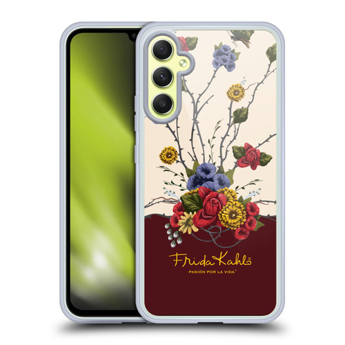 Frida Kahlo Red Florals Shrub Soft Gel Case for Samsung Galaxy A34 5G