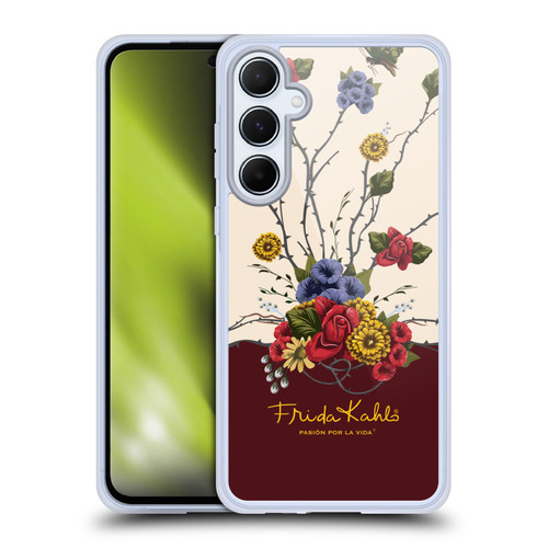 Frida Kahlo Red Florals Shrub Soft Gel Case for Samsung Galaxy A55 5G