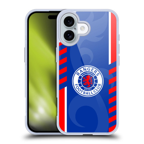 Rangers FC Crest Stripes Soft Gel Case for Apple iPhone 16 & MagSafe