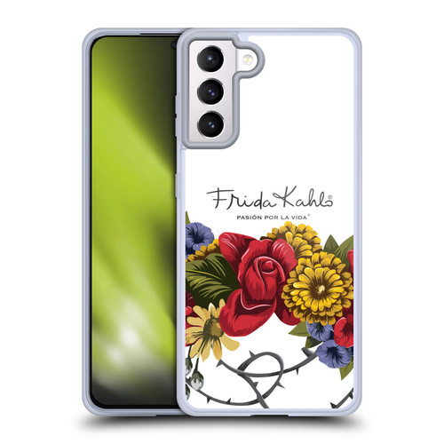 Frida Kahlo Red Florals Bunch Soft Gel Case for Samsung Galaxy S21+ 5G & MagSafe