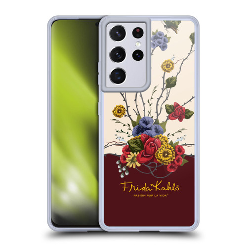 Frida Kahlo Red Florals Shrub Soft Gel Case for Samsung Galaxy S21 Ultra 5G & MagSafe