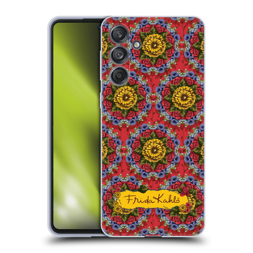 Frida Kahlo Red Florals Mandala Soft Gel Case for Samsung Galaxy M55 5G