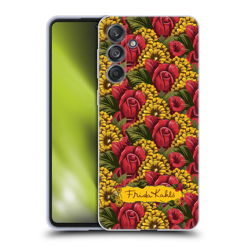 Frida Kahlo Red Florals Pattern Soft Gel Case for Samsung Galaxy M55 5G