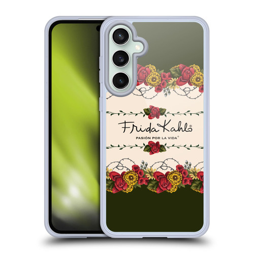 Frida Kahlo Red Florals Border Soft Gel Case for Samsung Galaxy S23 FE 5G & MagSafe